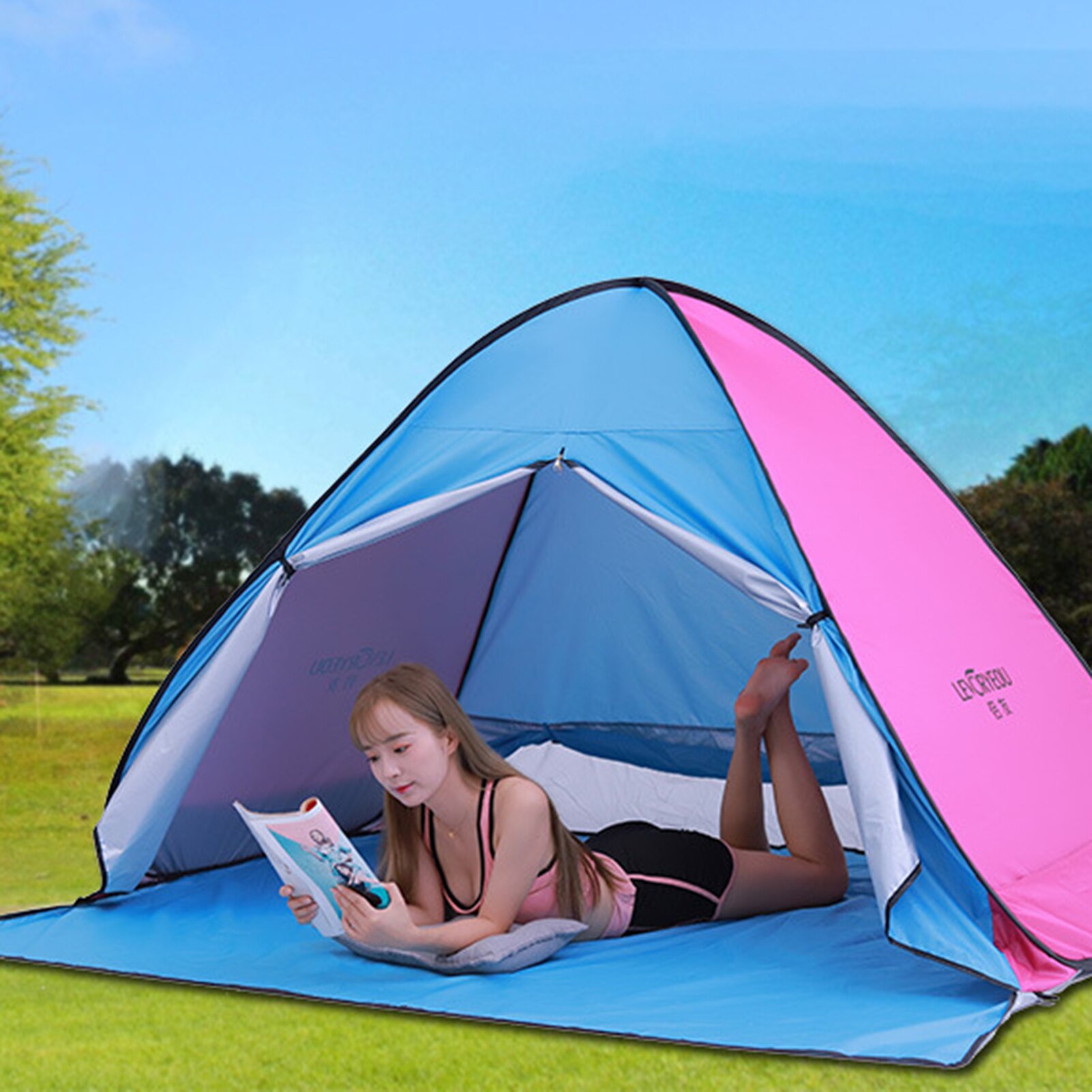 Cheap Goat Tents Outdoor Camping Tent Pop up Fun Play Tent Automatic Instant Tent UV Protection Tent Sun Shade Awning for Camping Beach Backyard Tents 